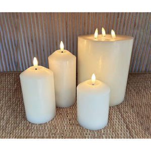 Set de 3 bougies piliers LED ivoire
