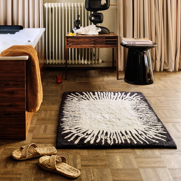 Tapis de bain en coton Noir et blanc