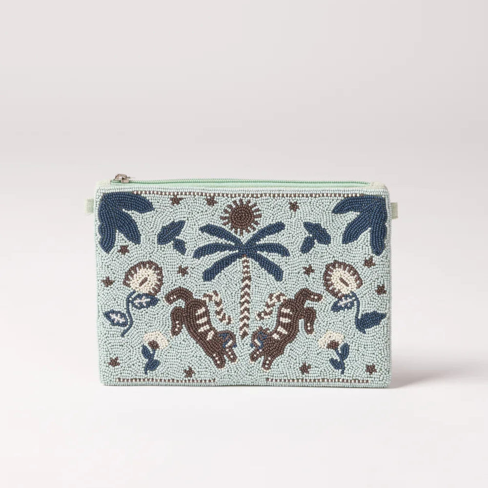 Pochette Ava perles bleu