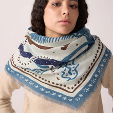 Charger l&#39;image dans la galerie, Foulard &quot;Tiger in the palmeraie&quot; Bleu orage
