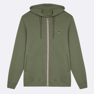 Sweat à capuche zippé kaki