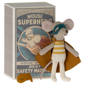 Souris Super héros, Petit Frère et sa boîte assortie - Maileg