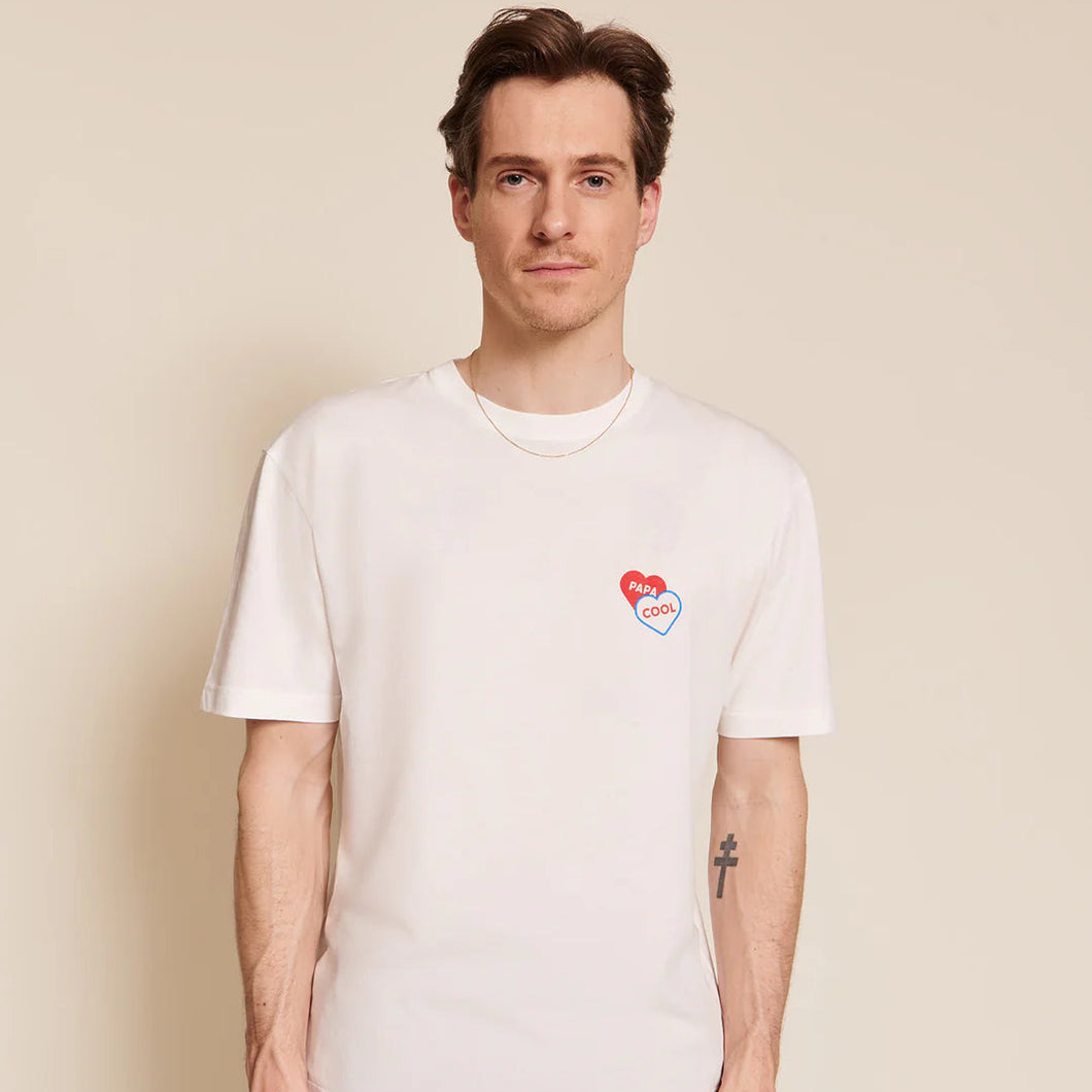 T-shirt adulte homme - Papa Cool 2 coeurs