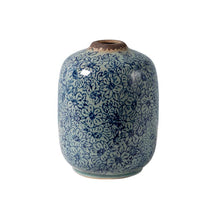 Charger l&#39;image dans la galerie, Vase cylindrique bleu fleuri
