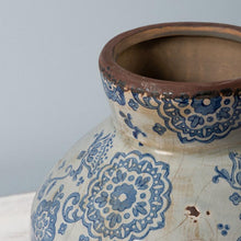 Charger l&#39;image dans la galerie, Vase évasé bleu fleuri
