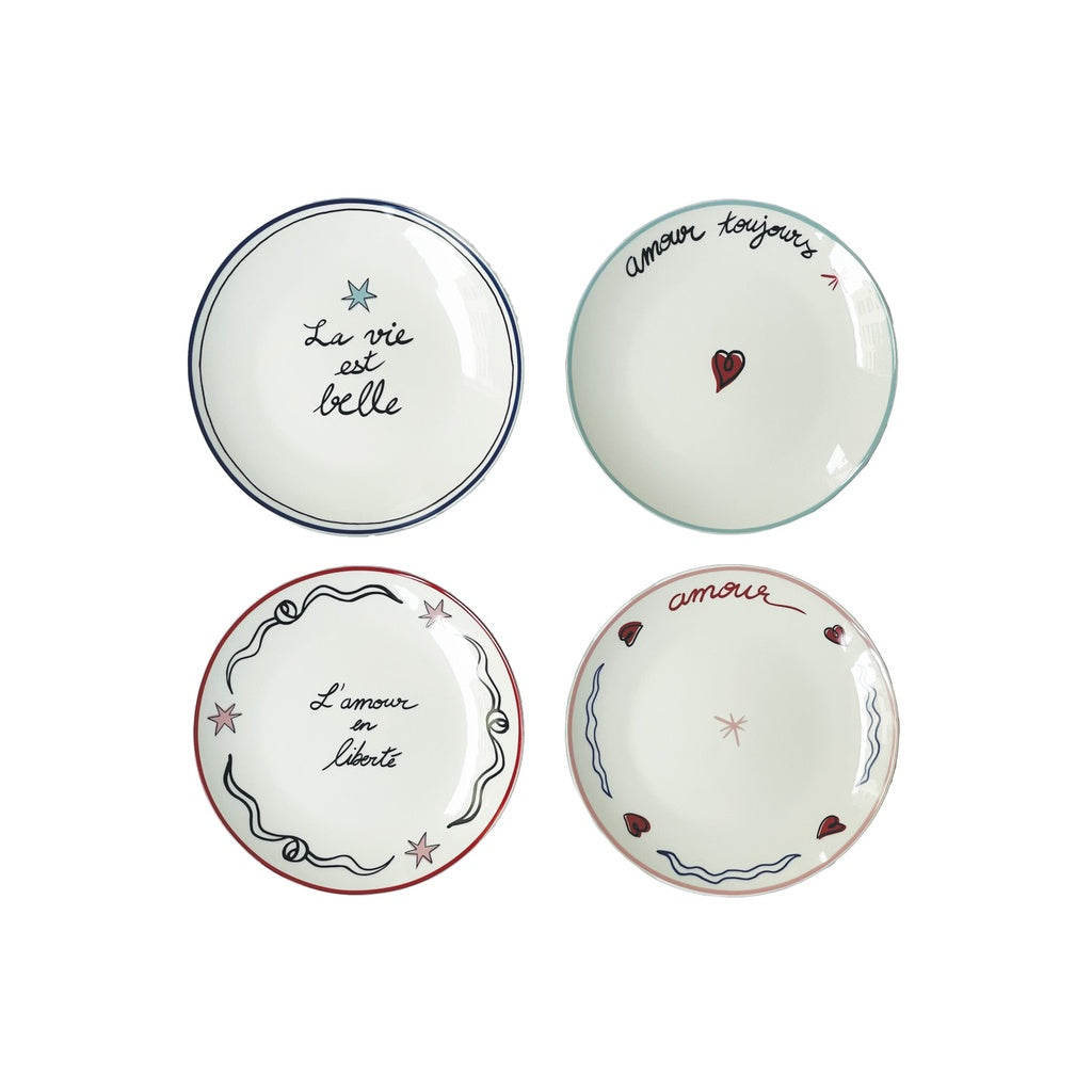 Set de 4 assiettes dessert amour en liberté