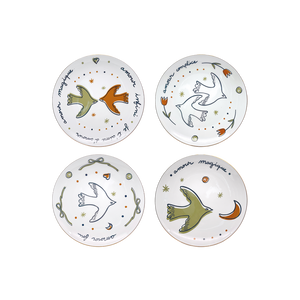 Set de 4 assiettes dessert amour oiseaux