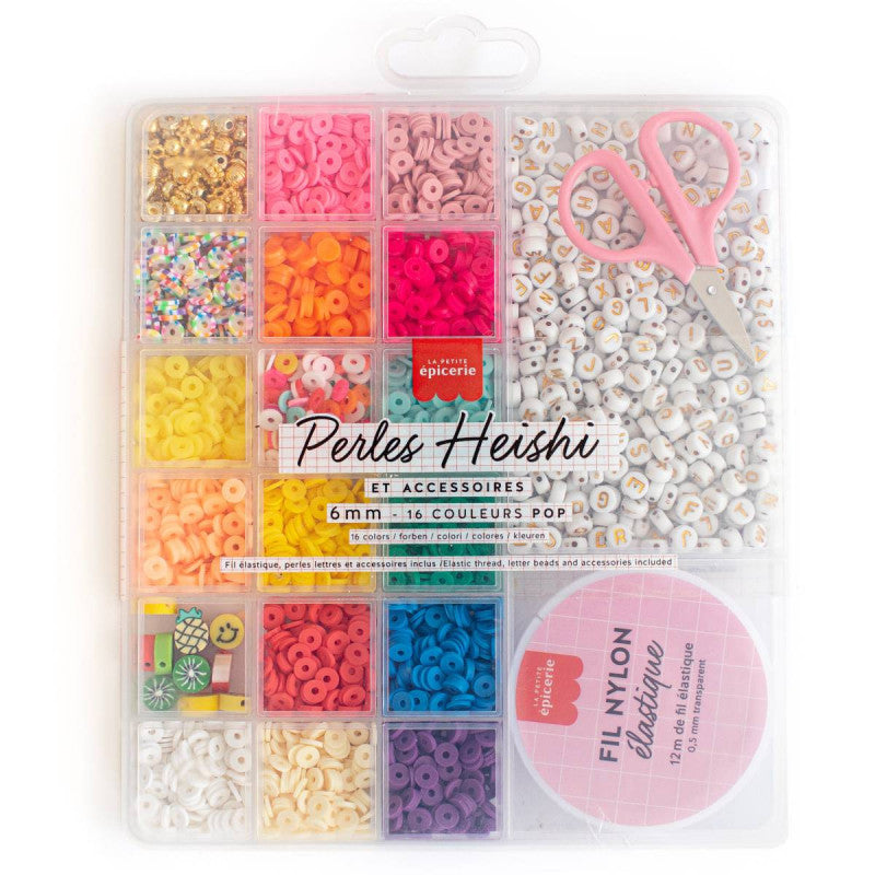 Coffret de 16 couleurs de perles heishi 6 mm - Pop