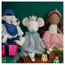 Charger l&#39;image dans la galerie, Poupée en tissu Jeanne en tutu rose et doré
