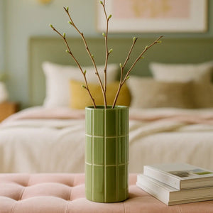 Vase carrelage kaki